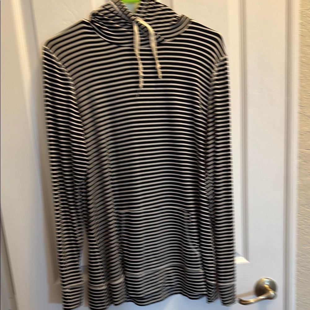 Striped Black and White Hoodie Sweatshirt